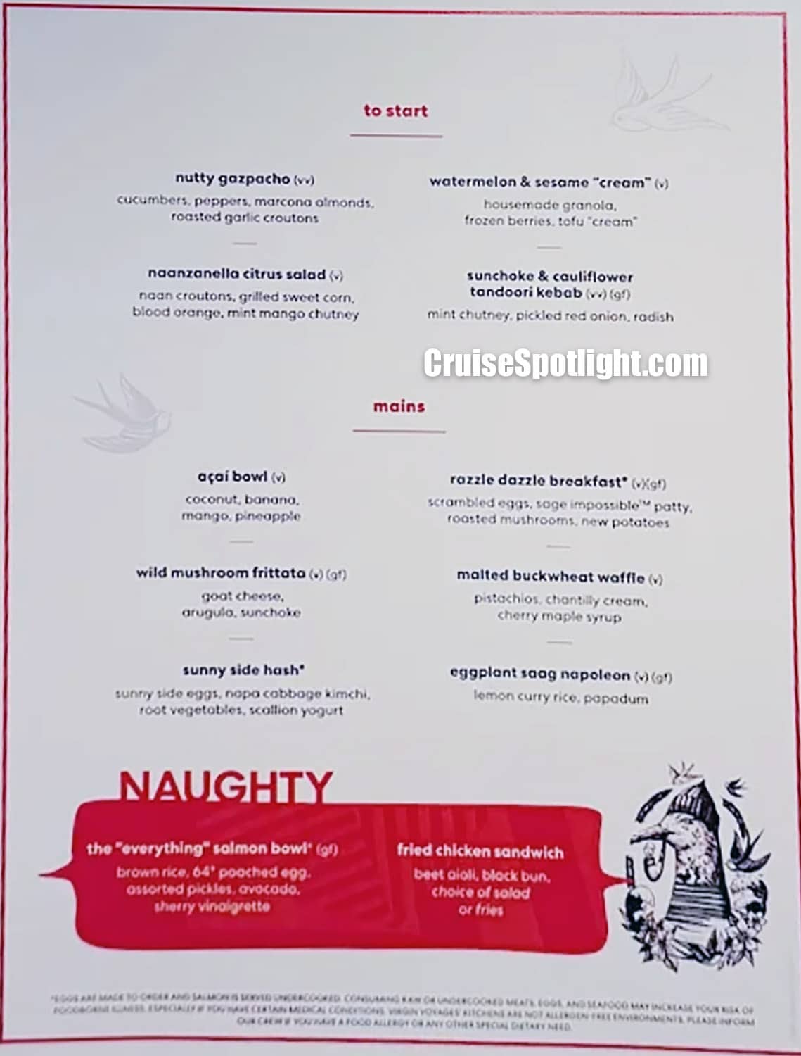 Virgin Voyages Ariya Brunch Menu page 2