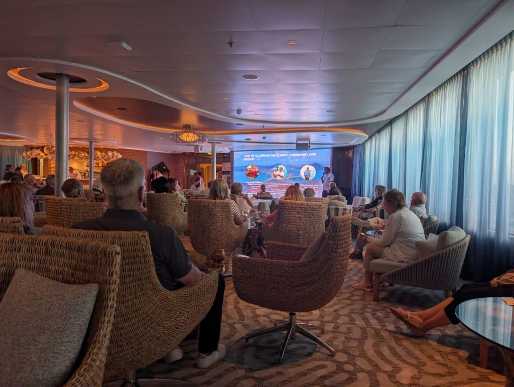 excursion briefing in discovery lounge on celebrity flora