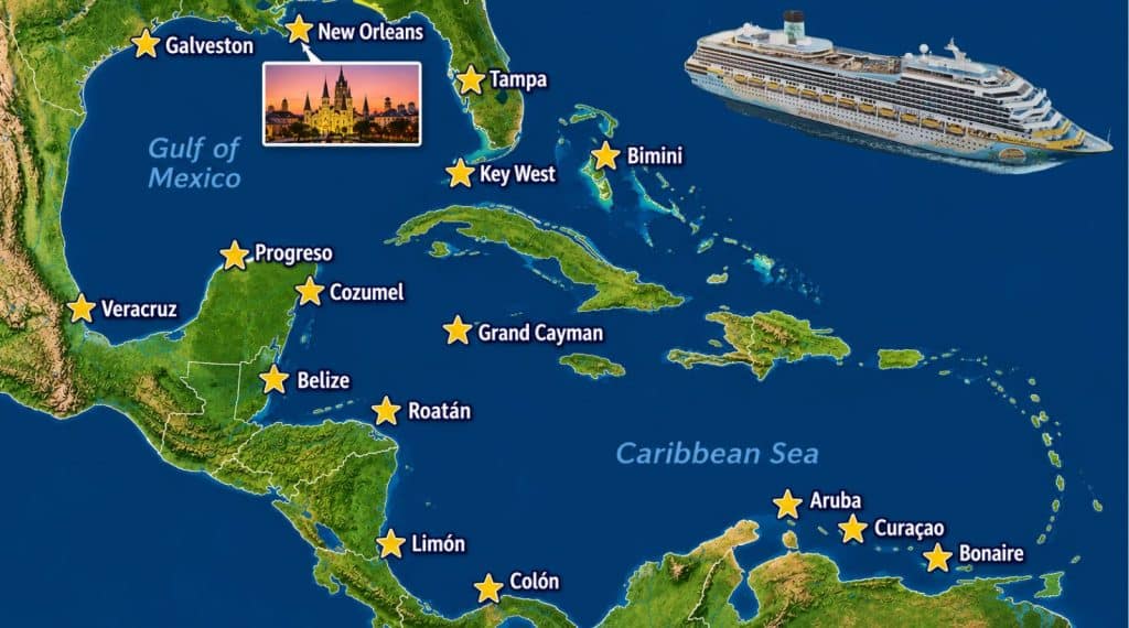 map of caribbean cruise ports for margaritaville