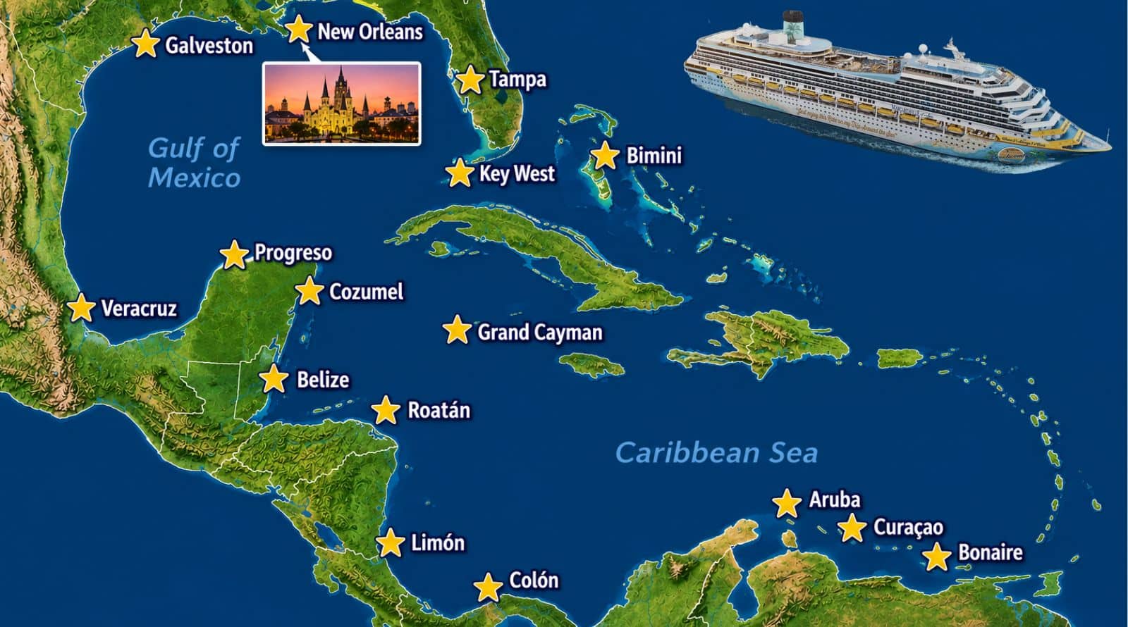 map of caribbean cruise ports for margaritaville