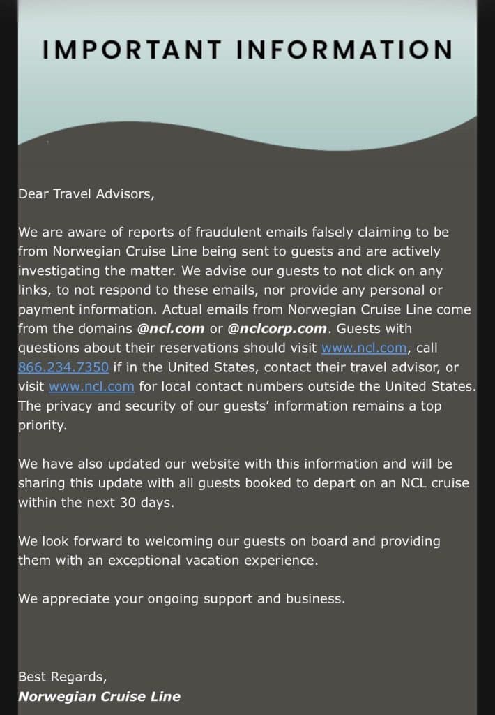 norwegian fraud alert email